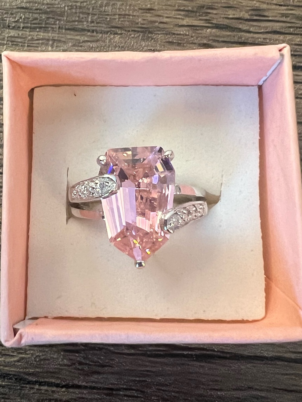 Premier Designs Paradise Pink Ice Ring, Silver Setting/Band Size 7, Retired